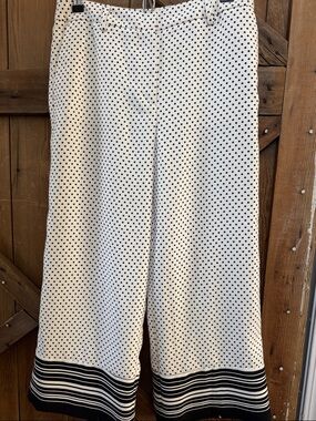 Ann Taylor Polka Dot Wide Leg Pants in Cream & Black